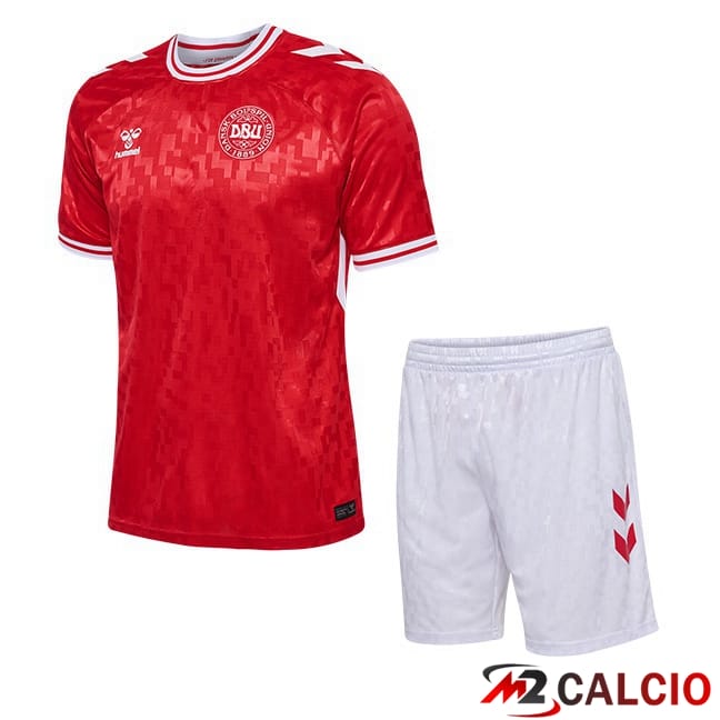 Maglie Calcio Personalizzate,Tute Calcio Squadre,Maglia Nazionale Italiana Calcio | Maglie Calcio Danimarca Bambino Prima Rosso UEFA Euro 2024