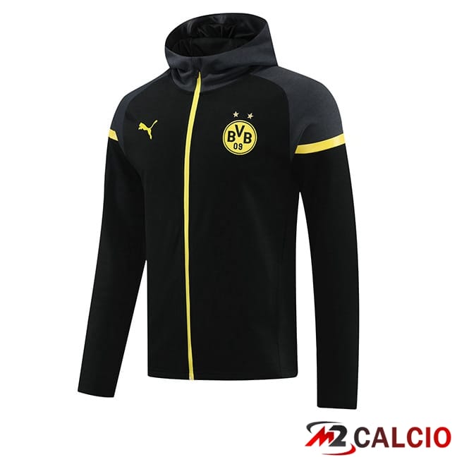Maglie Calcio Personalizzate,Tute Calcio Squadre,Maglia Nazionale Italiana Calcio | Felpa Con Cappuccio Dortmund BVB Nero 2024/2025