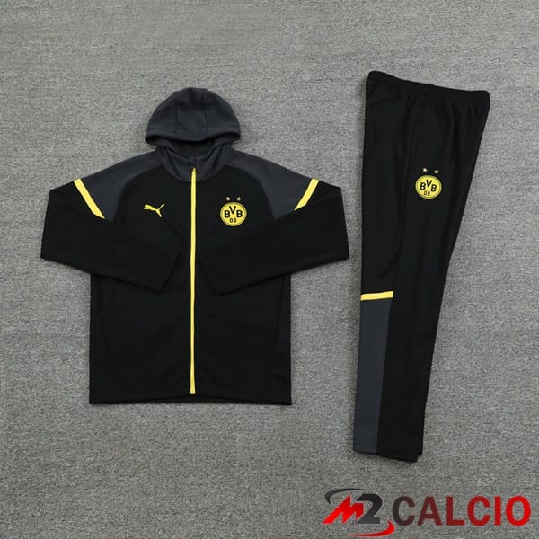 Tuta Calcio - Felpa Con Cappuccio Dortmund BVB Nero 2024/2025