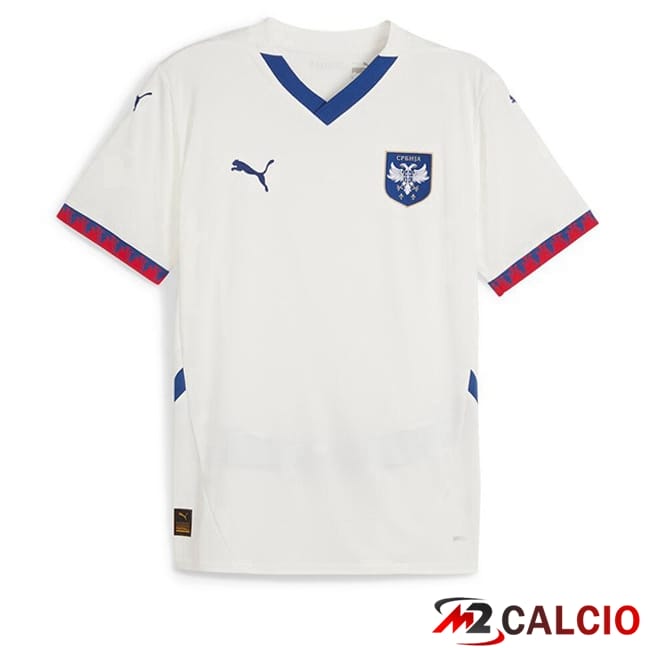 Maglie Calcio Personalizzate,Tute Calcio Squadre,Maglia Nazionale Italiana Calcio | Maglie Calcio Serbia Seconda Bianco 2024/2025