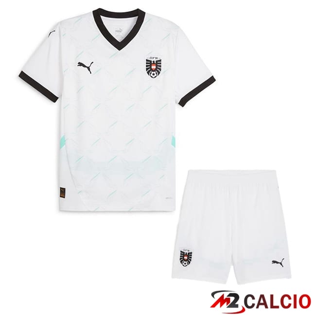 Maglie Calcio Personalizzate,Tute Calcio Squadre,Maglia Nazionale Italiana Calcio | Maglie Calcio Austria Bambino Seconda Bianco UEFA Euro 2024