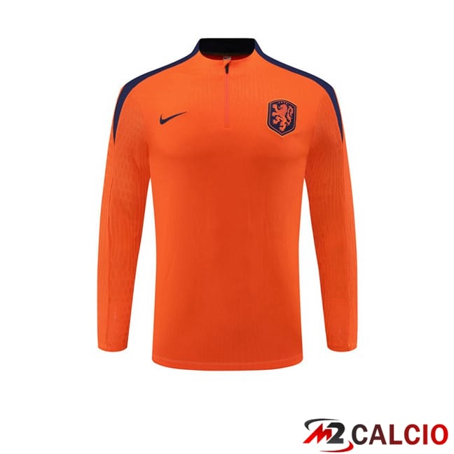 Maglie Calcio Personalizzate,Tute Calcio Squadre,Maglia Nazionale Italiana Calcio | Felpa Allenamento Paesi Bassi Arancia 2024/2025