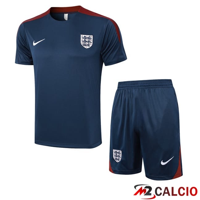 Maglie Calcio Personalizzate,Tute Calcio Squadre,Maglia Nazionale Italiana Calcio | T Shirt Allenamento Inghilterra + Pantaloncini Blu Reale 2024/2025