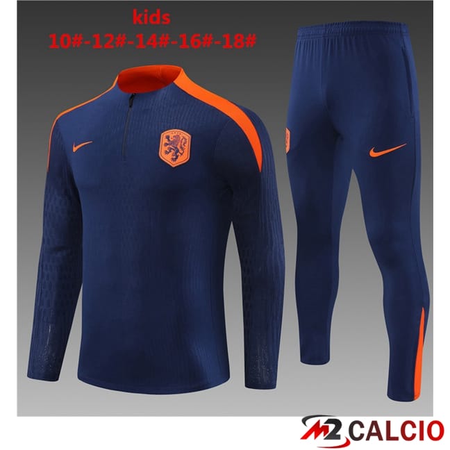 Maglie Calcio Personalizzate,Tute Calcio Squadre,Maglia Nazionale Italiana Calcio | Tuta Calcio Paesi Bassi Bambino Blu Reale 2024/2025