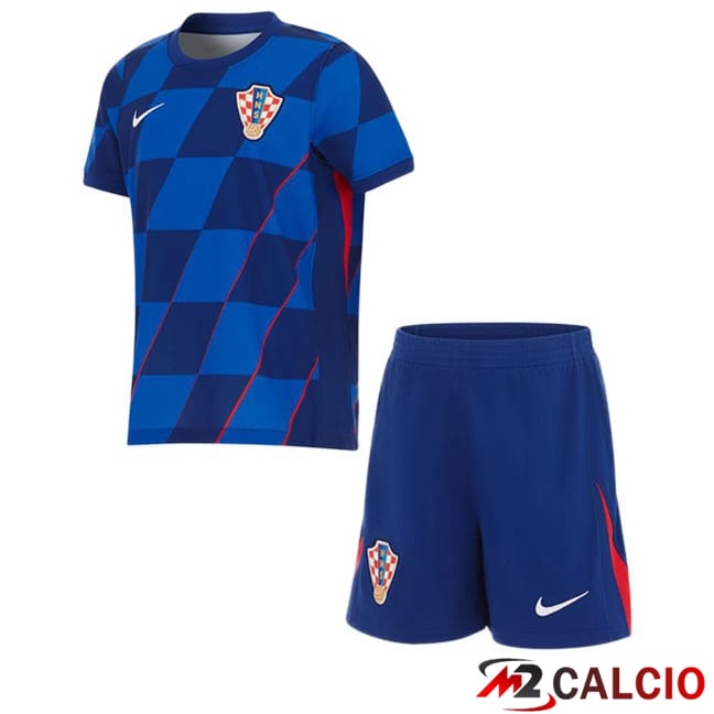 Maglie Calcio Personalizzate,Tute Calcio Squadre,Maglia Nazionale Italiana Calcio | Maglie Calcio Croazia Bambino Seconda Blu UEFA Euro 2024