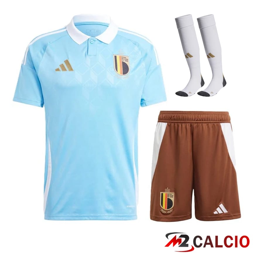 Maglie Calcio Personalizzate,Tute Calcio Squadre,Maglia Nazionale Italiana Calcio | Maglia Nazionale Belgio Seconda (Pantaloncini + Calzini) UEFA Euro 2024