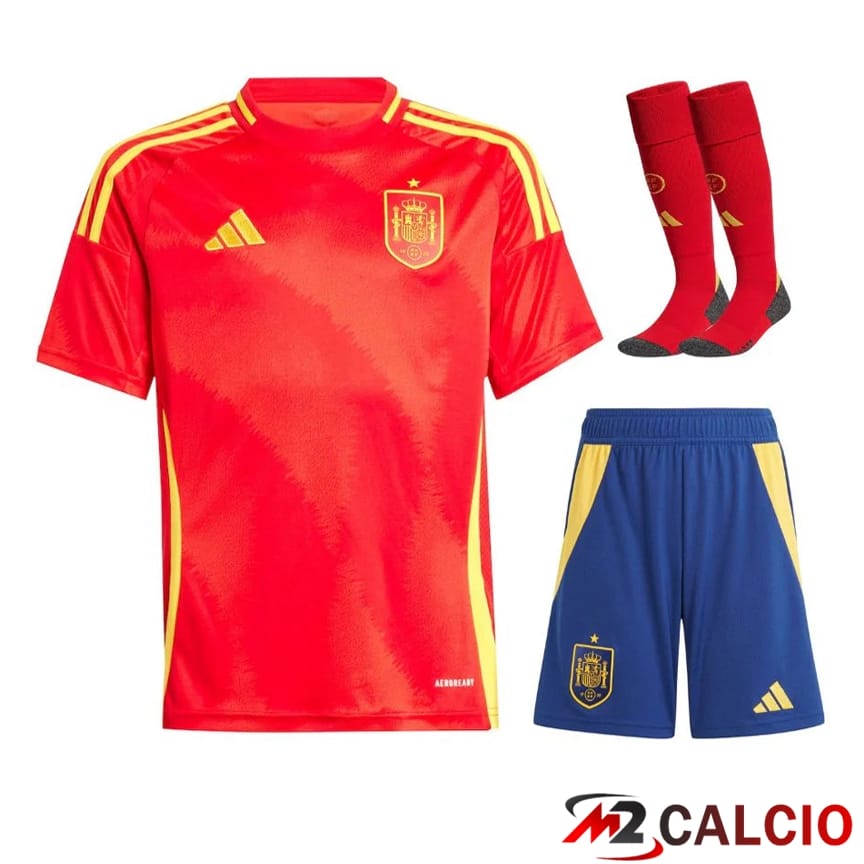 Maglie Calcio Personalizzate,Tute Calcio Squadre,Maglia Nazionale Italiana Calcio | Maglia Nazionale Spagna Prima (Pantaloncini + Calzini) UEFA Euro 2024