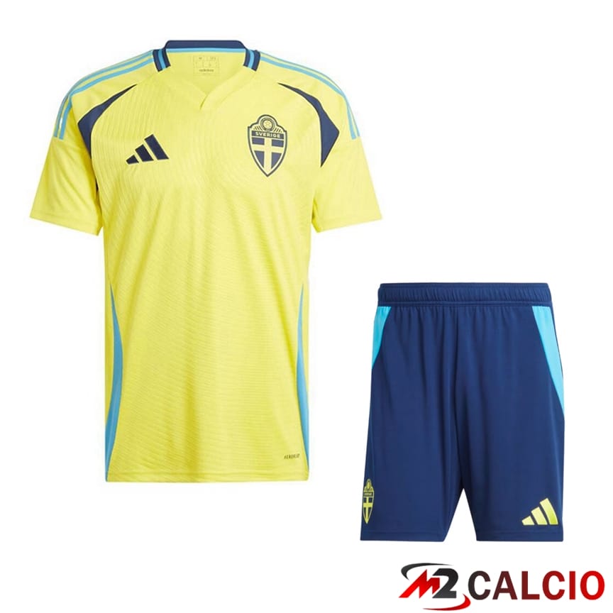 Maglie Calcio Personalizzate,Tute Calcio Squadre,Maglia Nazionale Italiana Calcio | Maglia Nazionale Svezia Prima + Pantaloncini 2024/2025