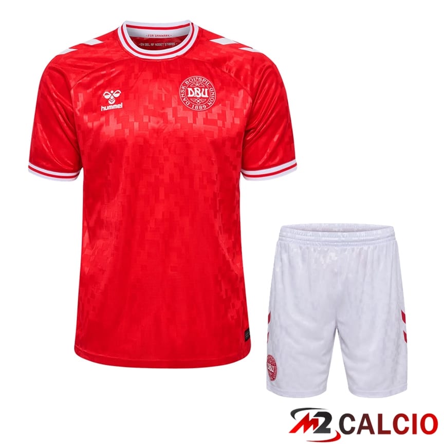 Maglie Calcio Personalizzate,Tute Calcio Squadre,Maglia Nazionale Italiana Calcio | Maglia Nazionale Danimarca Prima + Pantaloncini UEFA Euro 2024