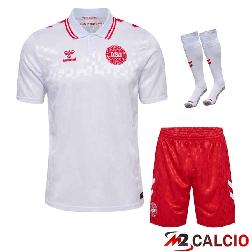 Maglie Calcio Personalizzate,Tute Calcio Squadre,Maglia Nazionale Italiana Calcio | Maglia Nazionale Danimarca Seconda (Pantaloncini + Calzini) UEFA Euro 2024