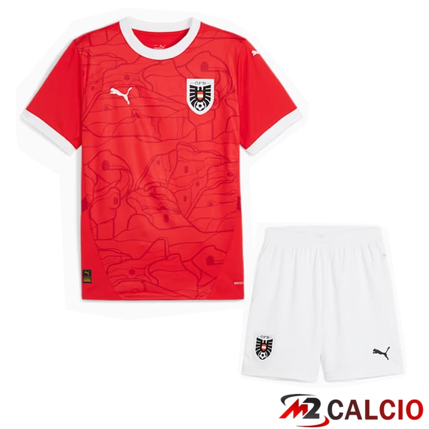 Maglie Calcio Personalizzate,Tute Calcio Squadre,Maglia Nazionale Italiana Calcio | Maglia Nazionale Austria Prima + Pantaloncini UEFA Euro 2024