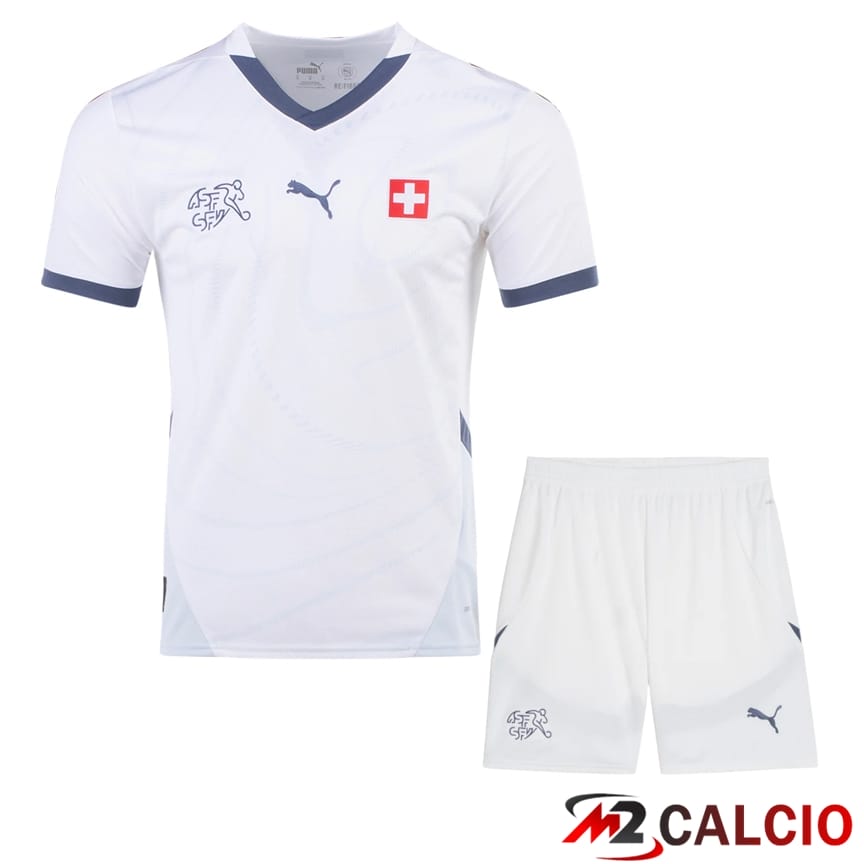 Maglie Calcio Personalizzate,Tute Calcio Squadre,Maglia Nazionale Italiana Calcio | Maglia Nazionale Svizzero Seconda + Pantaloncini UEFA Euro 2024