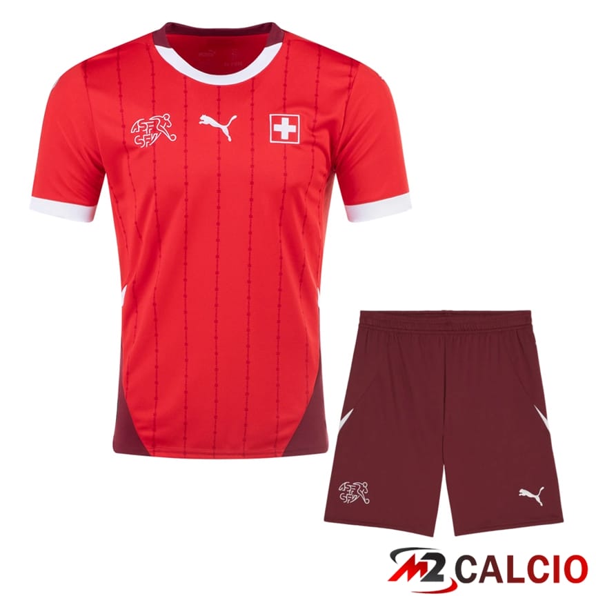 Maglie Calcio Personalizzate,Tute Calcio Squadre,Maglia Nazionale Italiana Calcio | Maglia Nazionale Svizzero Prima + Pantaloncini 2024/2025