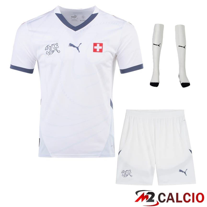 Maglie Calcio Personalizzate,Tute Calcio Squadre,Maglia Nazionale Italiana Calcio | Maglia Nazionale Svizzero Seconda (Pantaloncini + Calzini) 2024/2025
