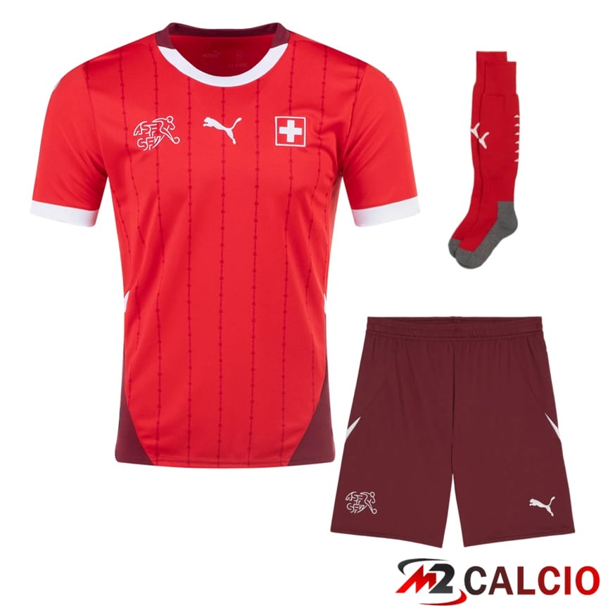 Maglie Calcio Personalizzate,Tute Calcio Squadre,Maglia Nazionale Italiana Calcio | Maglia Nazionale Svizzero Prima (Pantaloncini + Calzini) UEFA Euro 2024