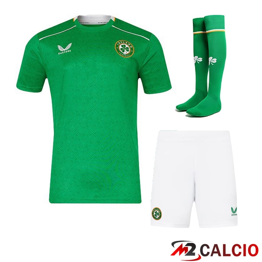 Maglie Calcio Personalizzate,Tute Calcio Squadre,Maglia Nazionale Italiana Calcio | Maglia Nazionale Irlanda Prima (Pantaloncini + Calzini) 2024/2025