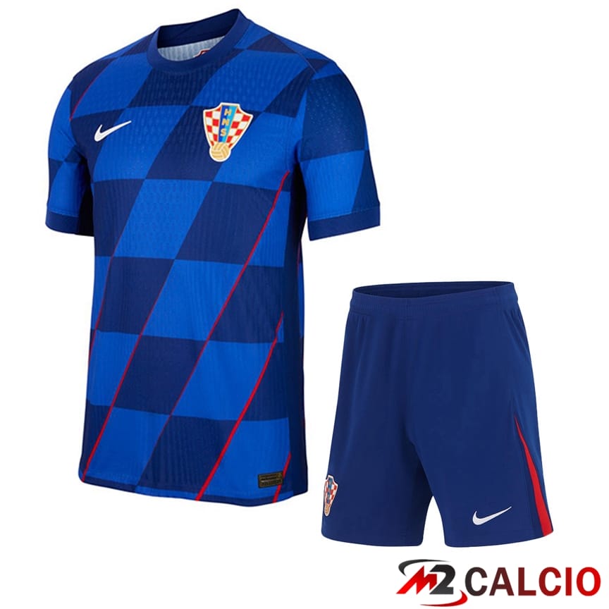 Maglie Calcio Personalizzate,Tute Calcio Squadre,Maglia Nazionale Italiana Calcio | Maglia Nazionale Croazia Seconda + Pantaloncini UEFA Euro 2024