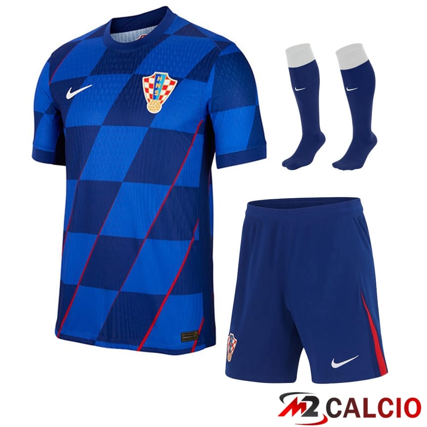 Maglie Calcio Personalizzate,Tute Calcio Squadre,Maglia Nazionale Italiana Calcio | Maglia Nazionale Croazia Seconda (Pantaloncini + Calzini) 2024/2025