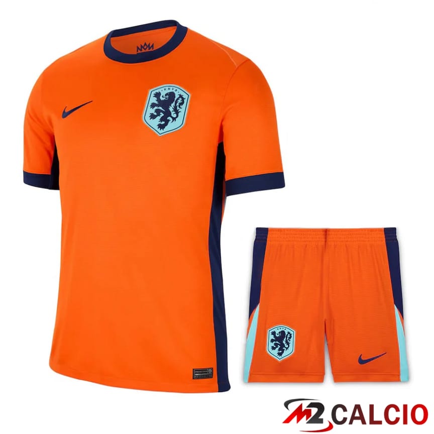 Maglie Calcio Personalizzate,Tute Calcio Squadre,Maglia Nazionale Italiana Calcio | Maglia Nazionale Paesi Bassi Seconda + Pantaloncini UEFA Euro 2024