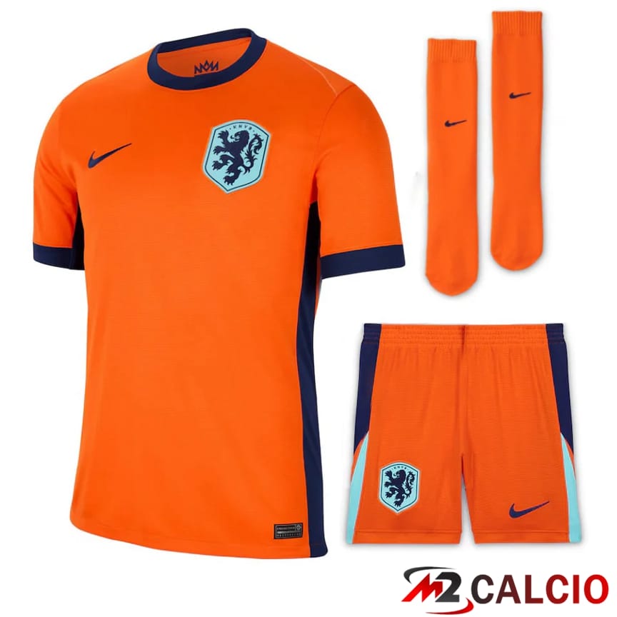 Maglie Calcio Personalizzate,Tute Calcio Squadre,Maglia Nazionale Italiana Calcio | Maglia Nazionale Paesi Bassi Seconda (Pantaloncini + Calzini) UEFA Euro 2024