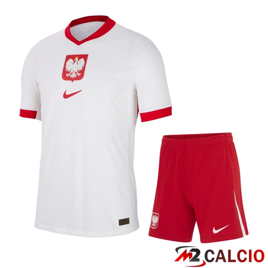 Maglie Calcio Personalizzate,Tute Calcio Squadre,Maglia Nazionale Italiana Calcio | Maglia Nazionale Polonia Prima + Pantaloncini UEFA Euro 2024