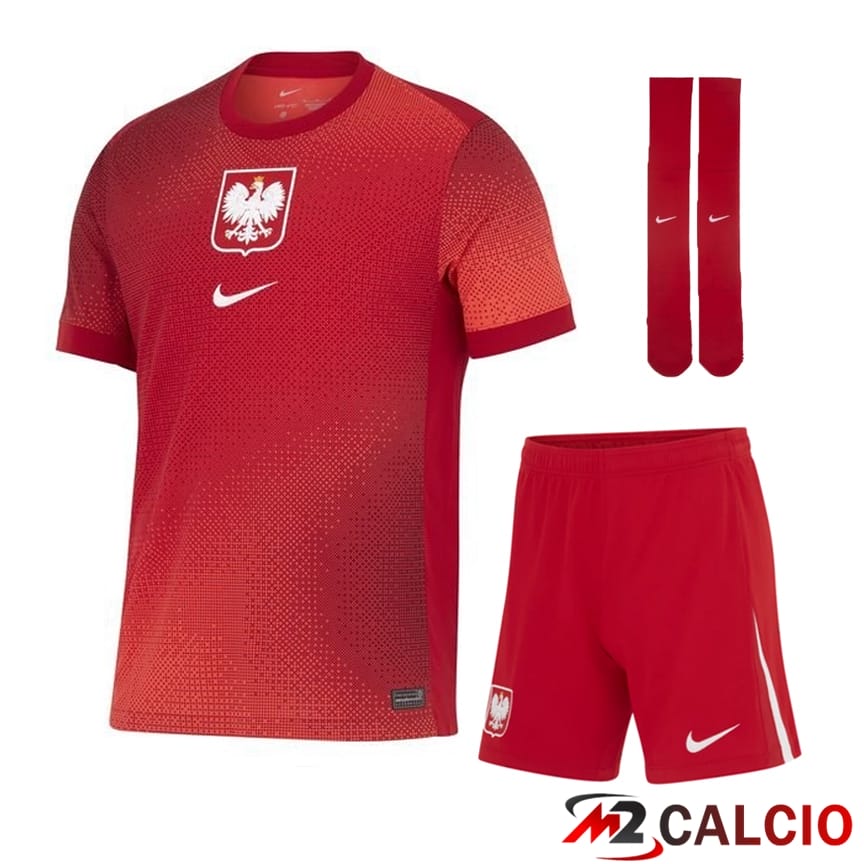 Maglie Calcio Personalizzate,Tute Calcio Squadre,Maglia Nazionale Italiana Calcio | Maglia Nazionale Polonia Seconda (Pantaloncini + Calzini) 2024/2025