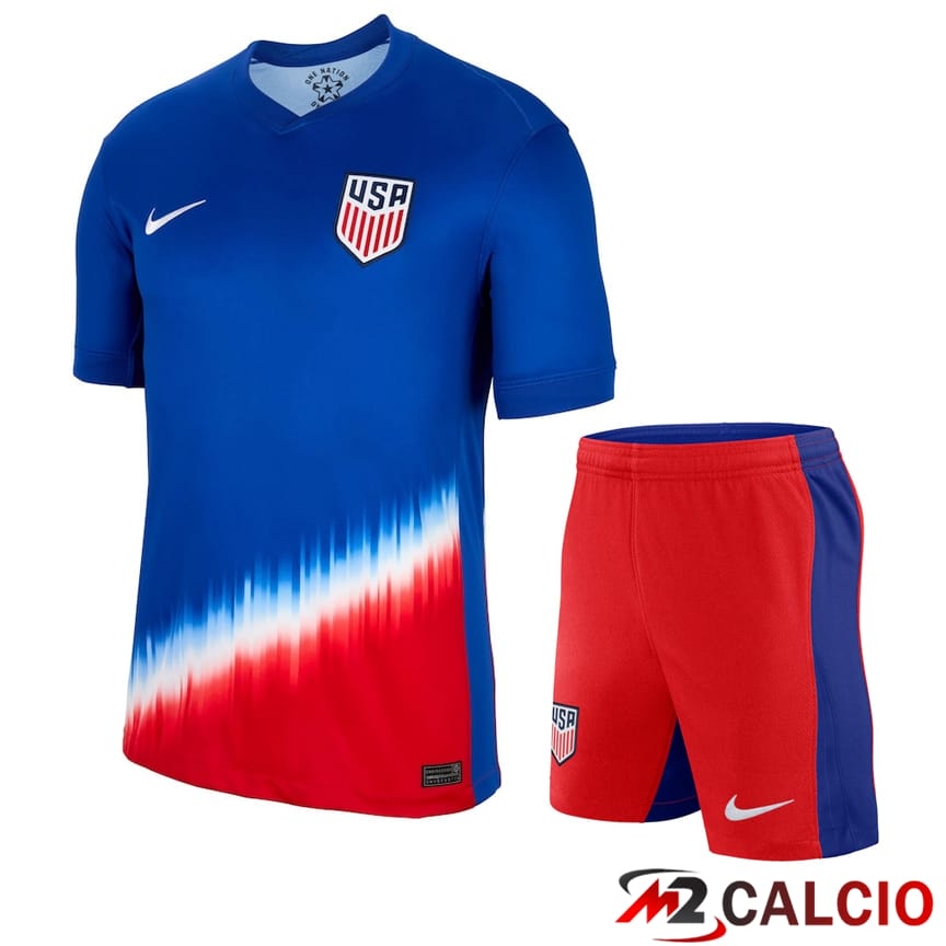 Maglie Calcio Personalizzate,Tute Calcio Squadre,Maglia Nazionale Italiana Calcio | Maglia Nazionale USA Seconda + Pantaloncini 2024/2025