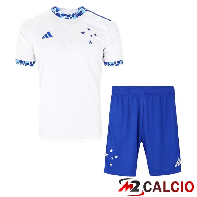 Maglie Calcio Personalizzate,Tute Calcio Squadre,Maglia Nazionale Italiana Calcio | Maglie Calcio Cruzeiro EC Bambino Seconda Bianco 2024/2025