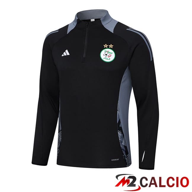 Maglie Calcio Personalizzate,Tute Calcio Squadre,Maglia Nazionale Italiana Calcio | Felpa Allenamento Algeria Nero 2024/2025