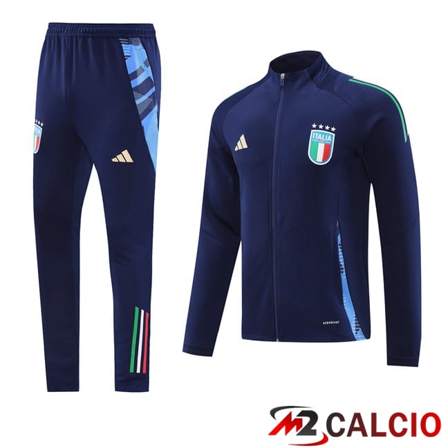 Maglie Calcio Personalizzate,Tute Calcio Squadre,Maglia Nazionale Italiana Calcio | Insieme Tuta Calcio - Giacca Italia Blu Reale 2024/2025