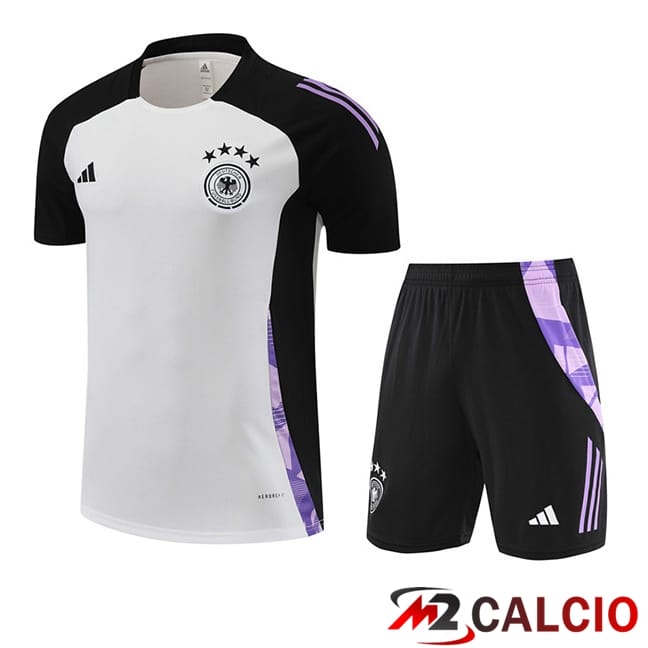 Maglie Calcio Personalizzate,Tute Calcio Squadre,Maglia Nazionale Italiana Calcio | T Shirt Allenamento Germania + Pantaloncini Bianco 2024/2025