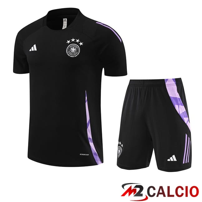 Maglie Calcio Personalizzate,Tute Calcio Squadre,Maglia Nazionale Italiana Calcio | T Shirt Allenamento Germania + Pantaloncini Nero 2024/2025