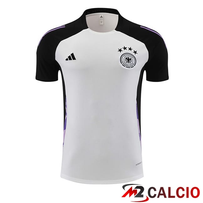 Maglie Calcio Personalizzate,Tute Calcio Squadre,Maglia Nazionale Italiana Calcio | T Shirt Allenamento Germania Bianco 2024/2025
