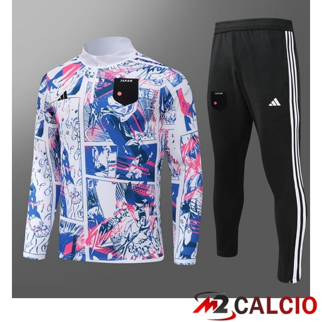 Maglie Calcio Personalizzate,Tute Calcio Squadre,Maglia Nazionale Italiana Calcio | Insieme Tuta Calcio Giappone Bambino Bianco 2024/2025