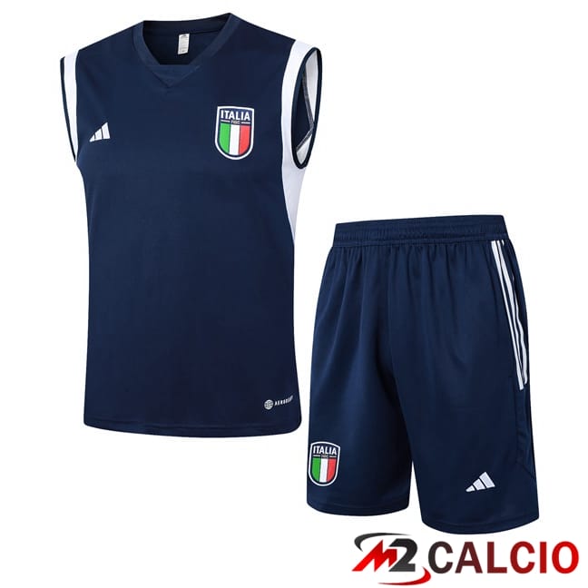 Maglie Calcio Personalizzate,Tute Calcio Squadre,Maglia Nazionale Italiana Calcio | Canotta Allenamento Italia + Pantaloncini Blu Reale 2024/2025