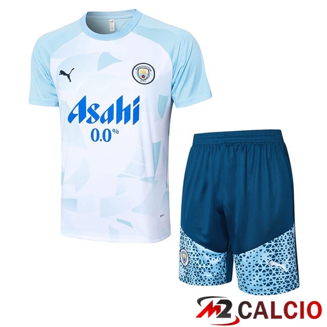 Maglie Calcio Personalizzate,Tute Calcio Squadre,Maglia Nazionale Italiana Calcio | T Shirt Allenamento Manchester City + Pantaloncini Blu 2024/2025
