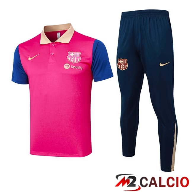 Maglie Calcio Personalizzate,Tute Calcio Squadre,Maglia Nazionale Italiana Calcio | Insieme Maglia Polo FC Barcellona + Pantaloni Rosa 2024/2025