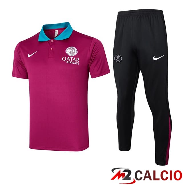 Maglie Calcio Personalizzate,Tute Calcio Squadre,Maglia Nazionale Italiana Calcio | Insieme Maglia Polo Paris PSG + Pantaloni Viola 2024/2025