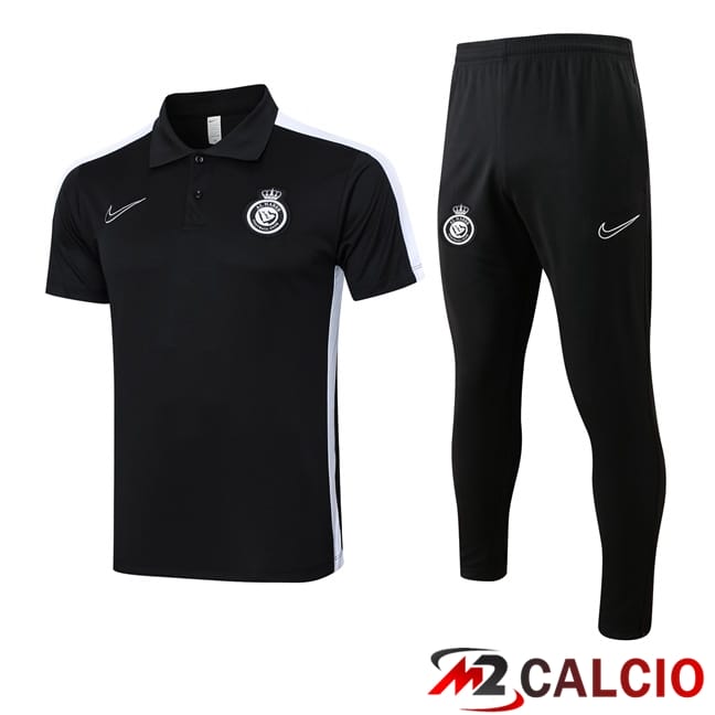 Maglie Calcio Personalizzate,Tute Calcio Squadre,Maglia Nazionale Italiana Calcio | Insieme Maglia Polo Al-Nassr FC + Pantaloni Nero 2024/2025