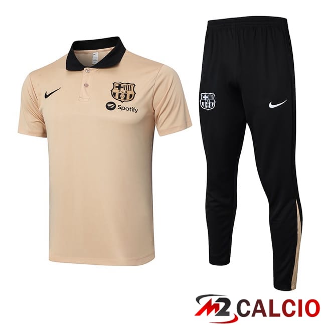 Maglie Calcio Personalizzate,Tute Calcio Squadre,Maglia Nazionale Italiana Calcio | Insieme Maglia Polo FC Barcellona + Pantaloni Giallo 2024/2025