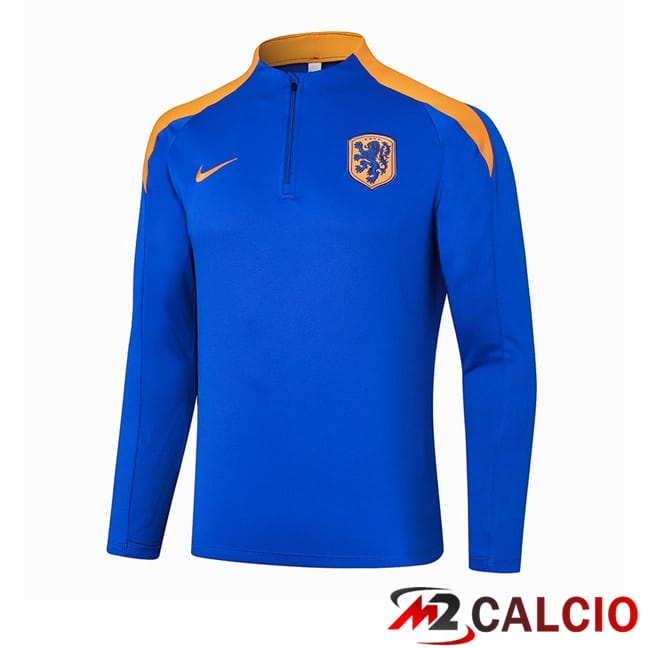 Maglie Calcio Personalizzate,Tute Calcio Squadre,Maglia Nazionale Italiana Calcio | Felpa Allenamento Paesi Bassi Blu 2024/2025