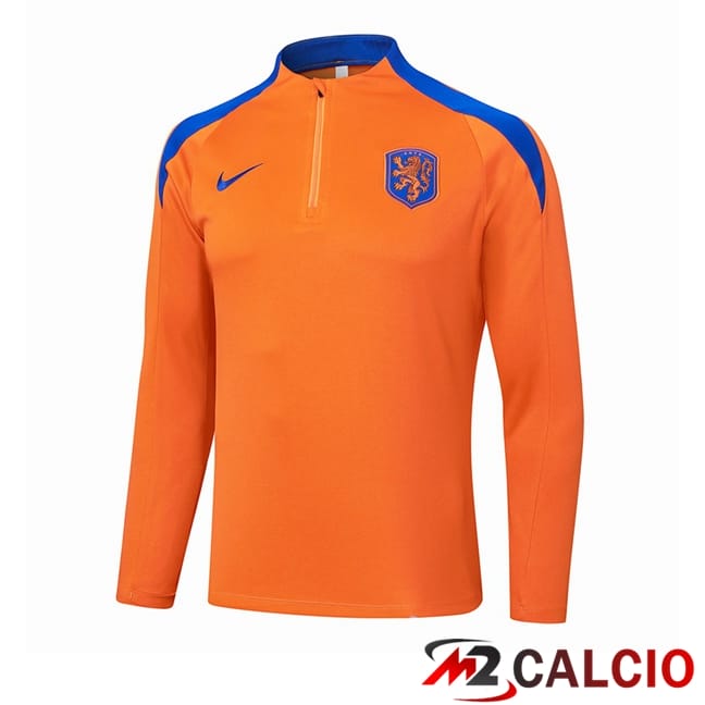 Maglie Calcio Personalizzate,Tute Calcio Squadre,Maglia Nazionale Italiana Calcio | Felpa Allenamento Paesi Bassi Arancia 2024/2025