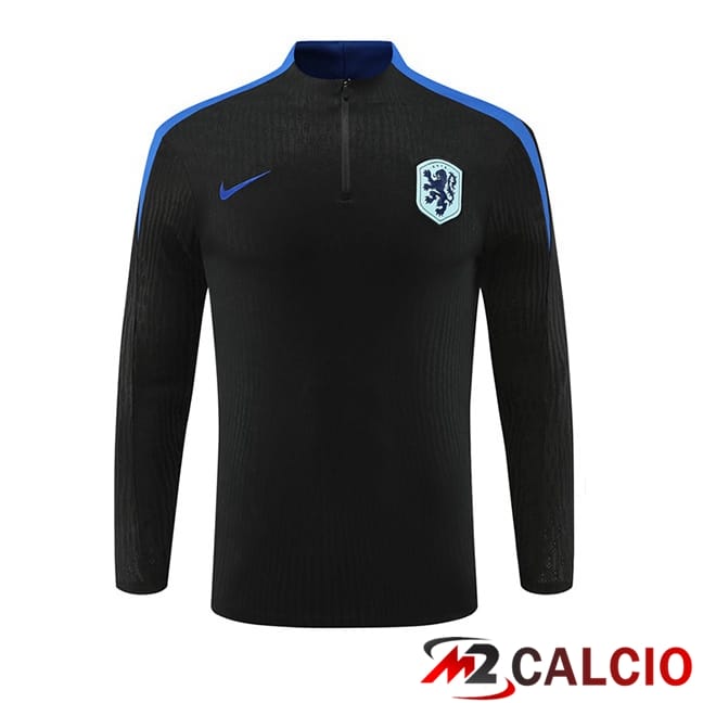 Maglie Calcio Personalizzate,Tute Calcio Squadre,Maglia Nazionale Italiana Calcio | Felpa Allenamento Paesi Bassi Nero 2024/2025