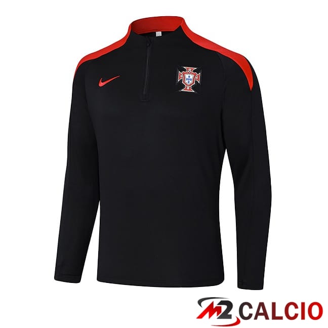 Maglie Calcio Personalizzate,Tute Calcio Squadre,Maglia Nazionale Italiana Calcio | Felpa Allenamento Portogallo Nero 2024/2025