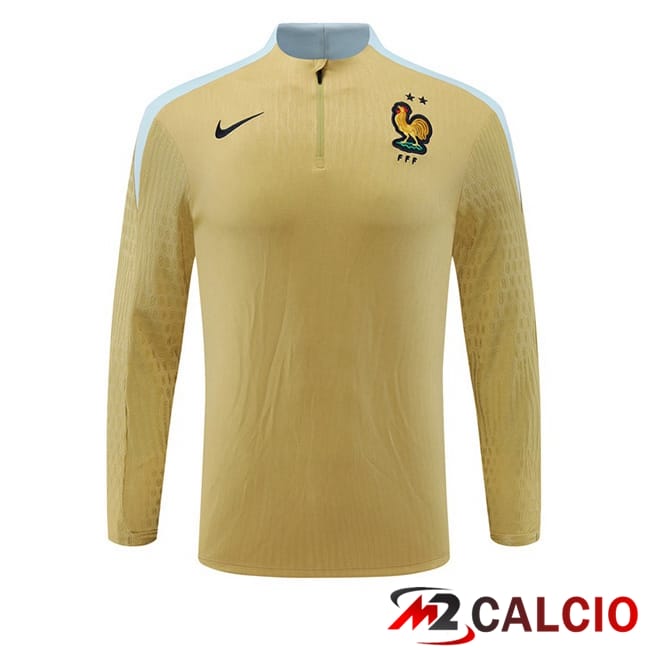 Maglie Calcio Personalizzate,Tute Calcio Squadre,Maglia Nazionale Italiana Calcio | Felpa Allenamento Francia Giallo 2024/2025