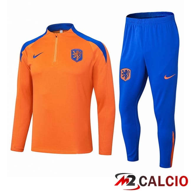 Maglie Calcio Personalizzate,Tute Calcio Squadre,Maglia Nazionale Italiana Calcio | Insieme Tuta Calcio Paesi Bassi Arancia 2024/2025