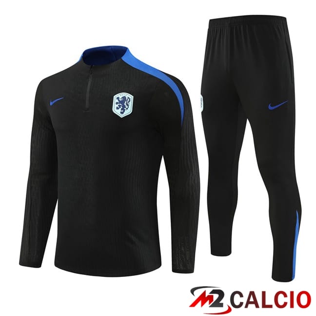 Maglie Calcio Personalizzate,Tute Calcio Squadre,Maglia Nazionale Italiana Calcio | Insieme Tuta Calcio Paesi Bassi Nero 2024/2025