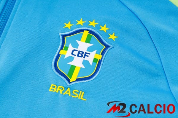 Tuta Calcio - Felpa Con Cappuccio Brasile Blu 2024/2025