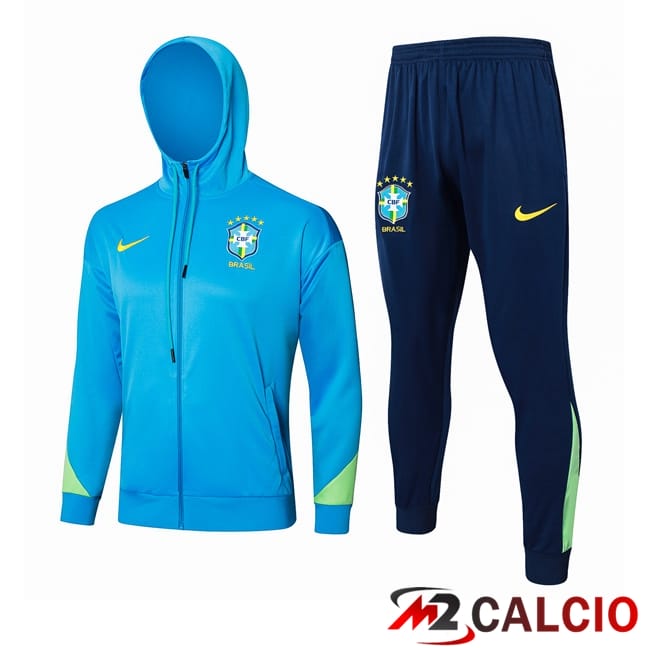 Maglie Calcio Personalizzate,Tute Calcio Squadre,Maglia Nazionale Italiana Calcio | Tuta Calcio - Giacca A Vento Brasile Blu 2024/2025