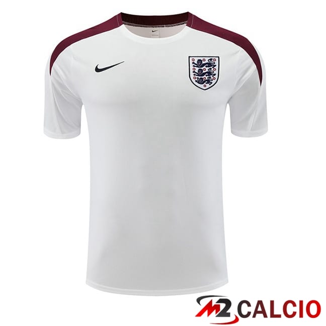 Maglie Calcio Personalizzate,Tute Calcio Squadre,Maglia Nazionale Italiana Calcio | T Shirt Allenamento Inghilterra Bianco 2024/2025